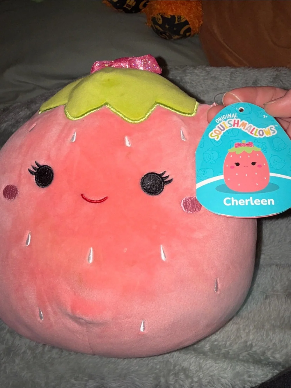 Squishmallows Cherleen Strawberry Plush - Pink with Lime Green Top
